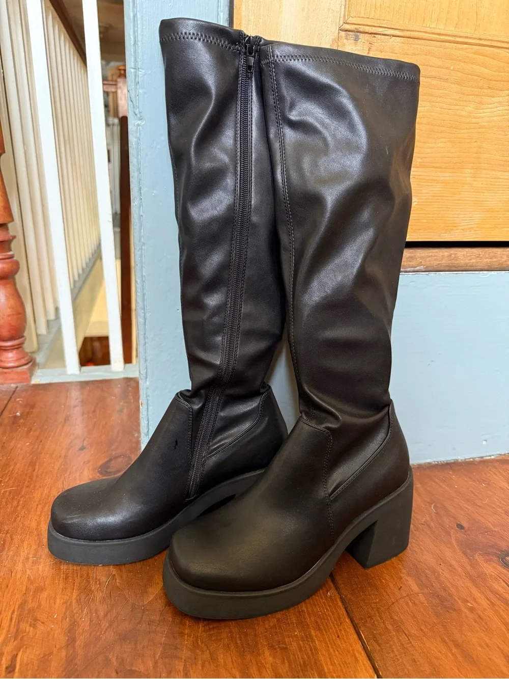 Madden Girl Black Over-the-Knee Platform Block Heel Boots